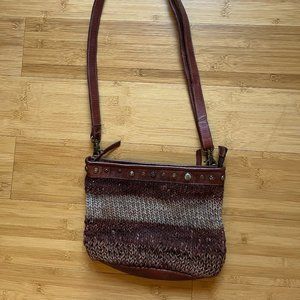 Leather and woven handbag, purse